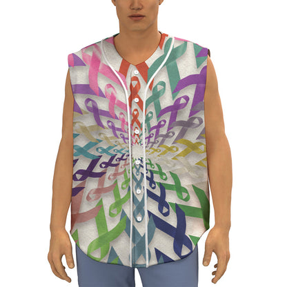 All Cancer Awareness Mandala Print Sleeveless Baseball Jersey