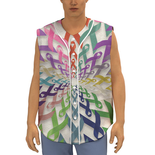 All Cancer Awareness Mandala Print Sleeveless Baseball Jersey