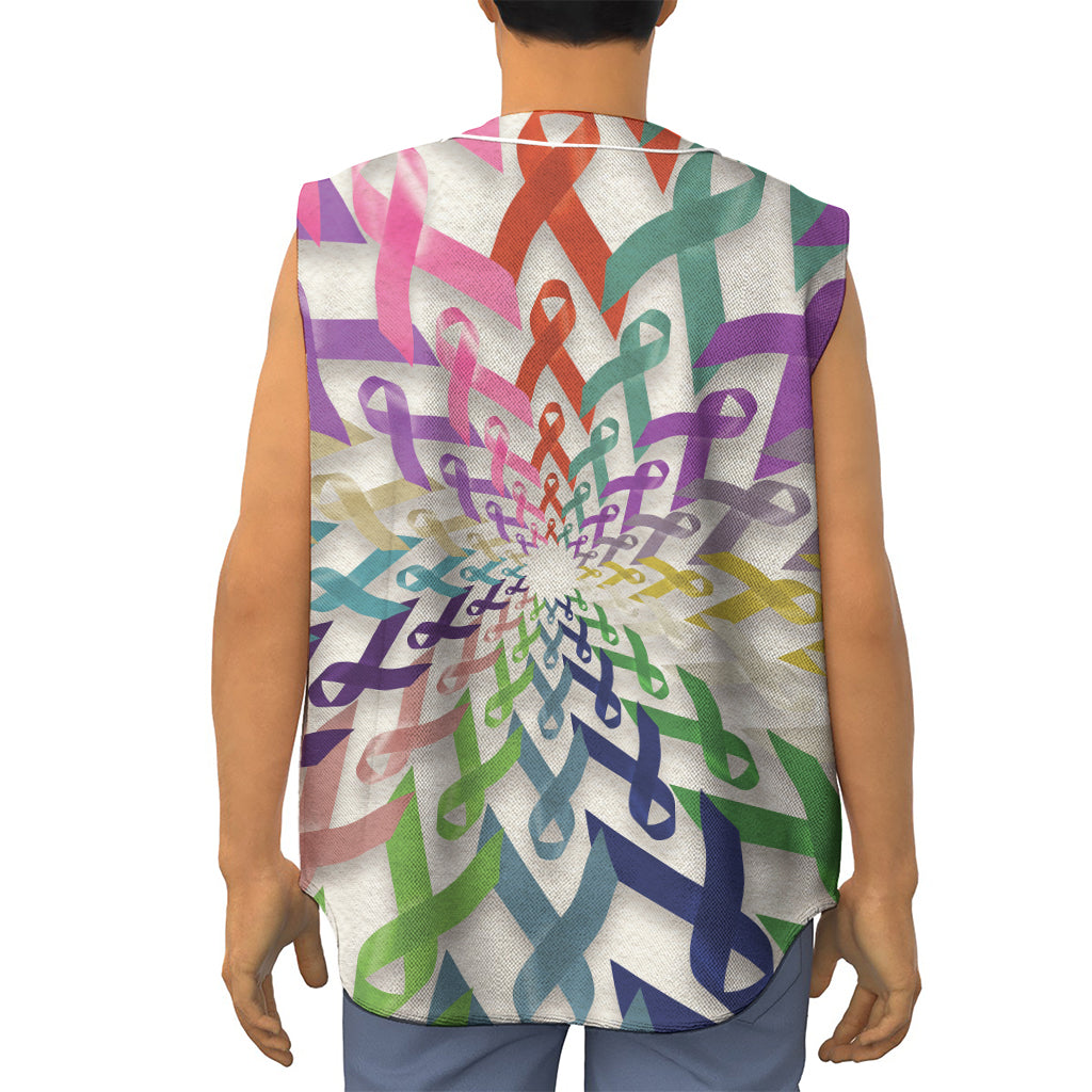 All Cancer Awareness Mandala Print Sleeveless Baseball Jersey