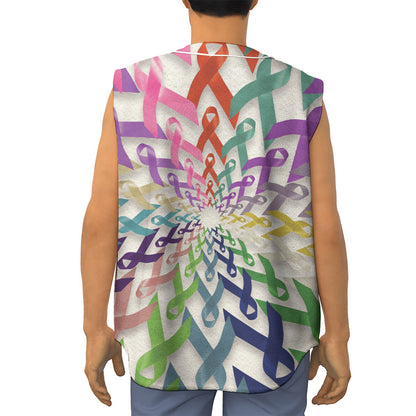 All Cancer Awareness Mandala Print Sleeveless Baseball Jersey