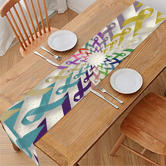All Cancer Awareness Mandala Print Table Runner