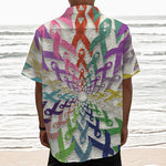 All Cancer Awareness Mandala Print Textured Short Sleeve Shirt