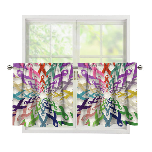 All Cancer Awareness Mandala Print Tier Curtains