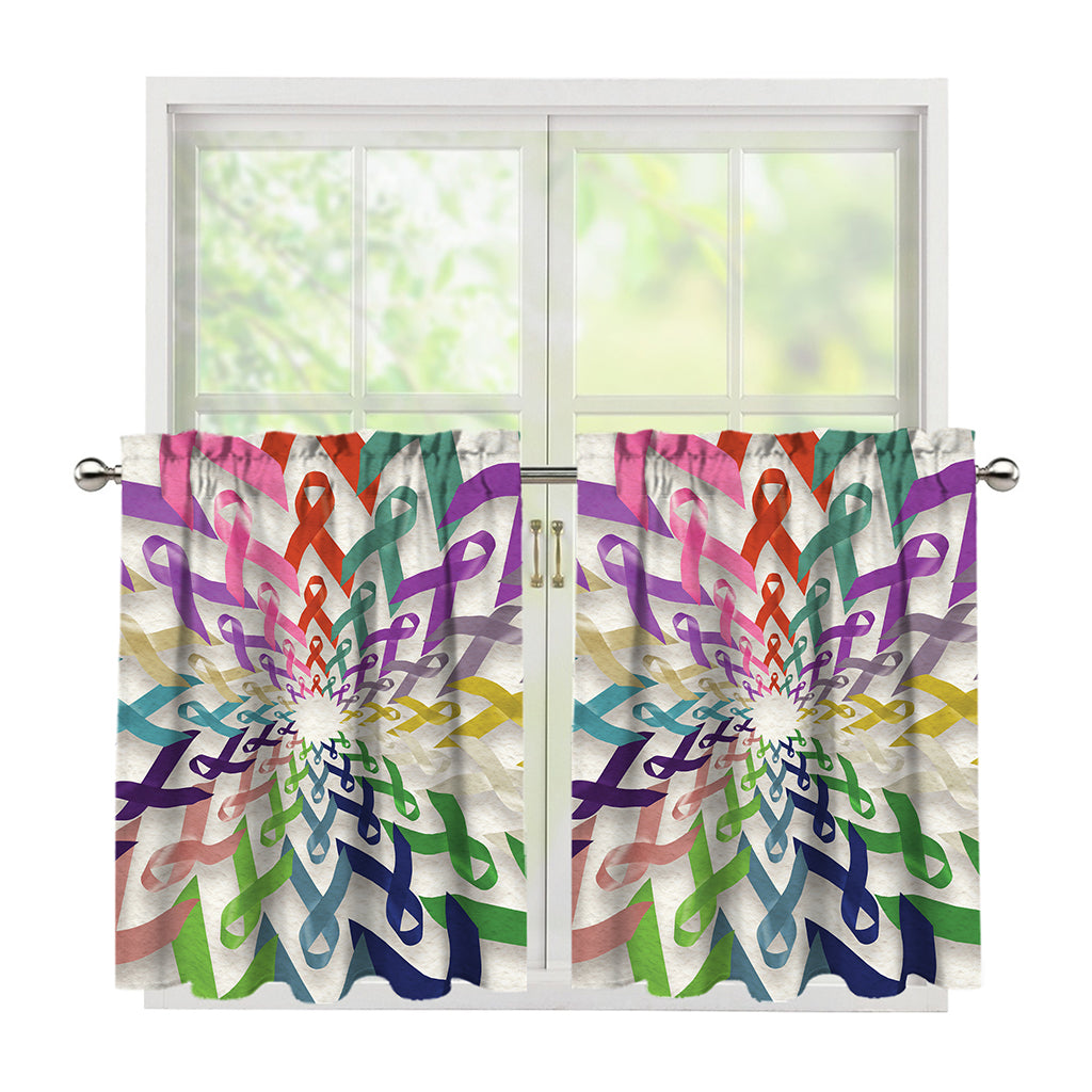 All Cancer Awareness Mandala Print Tier Curtains