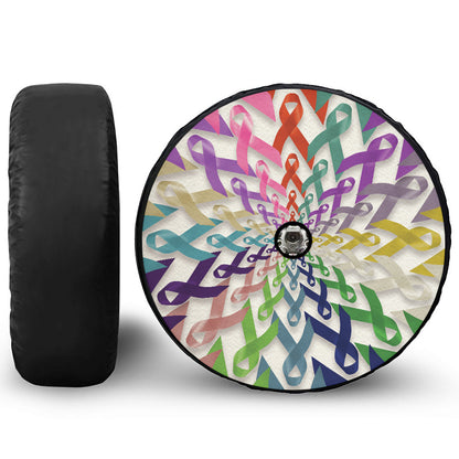 All Cancer Awareness Mandala Print Tire Cover With Camera Hole