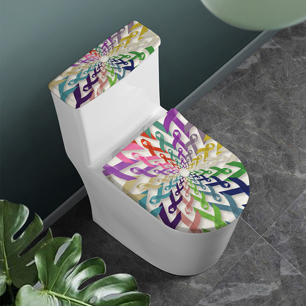 All Cancer Awareness Mandala Print Toilet Lid And Tank Cover Set