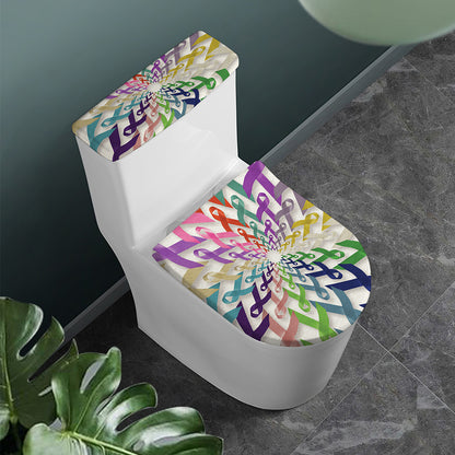 All Cancer Awareness Mandala Print Toilet Lid And Tank Cover Set