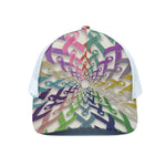 All Cancer Awareness Mandala Print White Mesh Trucker Cap