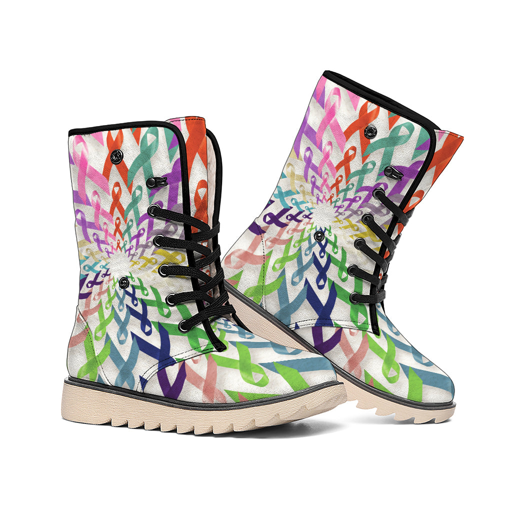 All Cancer Awareness Mandala Print Winter Boots