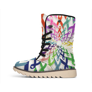 All Cancer Awareness Mandala Print Winter Boots