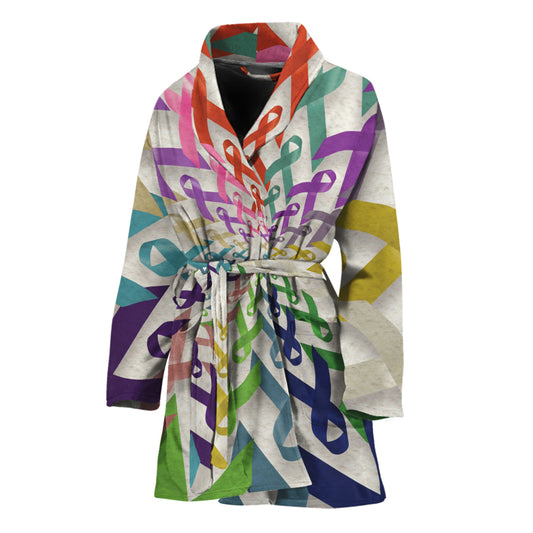 All Cancer Awareness Mandala Print Women's Bathrobe