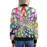 All Cancer Awareness Mandala Print Women's Bomber Jacket