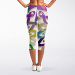 All Cancer Awareness Mandala Print Women's Capri Leggings