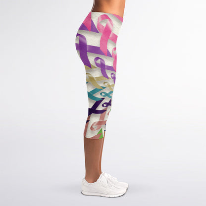 All Cancer Awareness Mandala Print Women's Capri Leggings