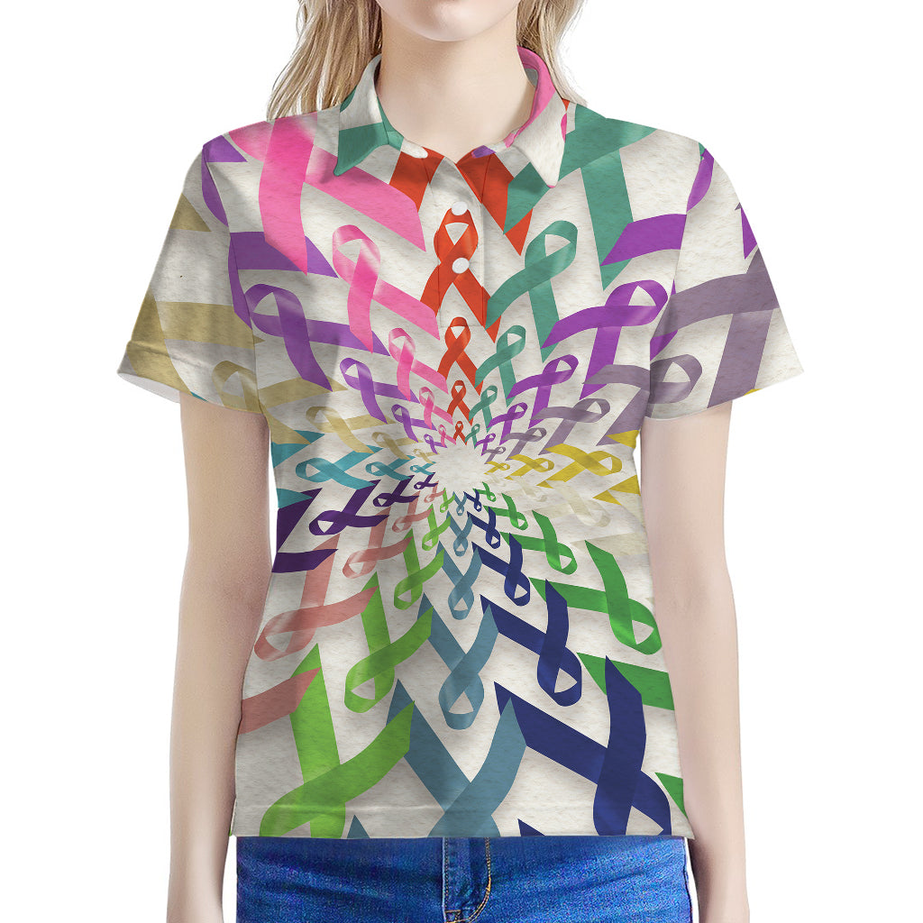 All Cancer Awareness Mandala Print Women's Polo Shirt