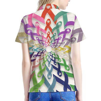 All Cancer Awareness Mandala Print Women's Polo Shirt