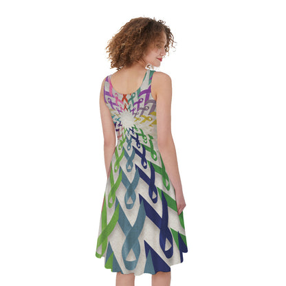 All Cancer Awareness Mandala Print Women's Sleeveless Dress