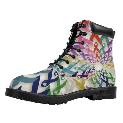 All Cancer Awareness Mandala Print Work Boots
