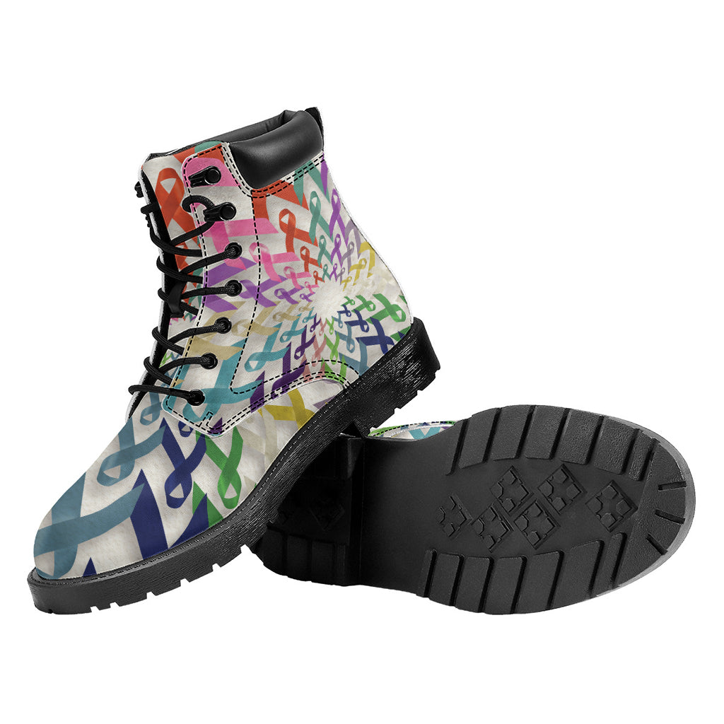 All Cancer Awareness Mandala Print Work Boots