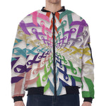 All Cancer Awareness Mandala Print Zip Sleeve Bomber Jacket