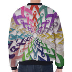 All Cancer Awareness Mandala Print Zip Sleeve Bomber Jacket