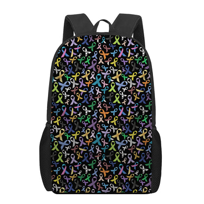 All Cancer Awareness Pattern Print 17 Inch Backpack