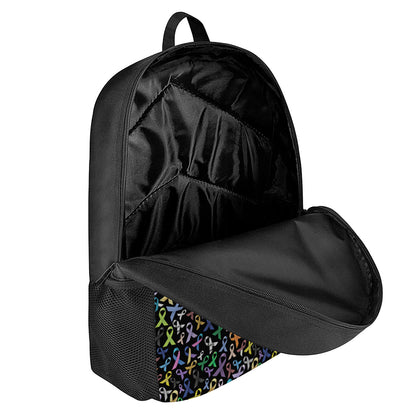 All Cancer Awareness Pattern Print 17 Inch Backpack
