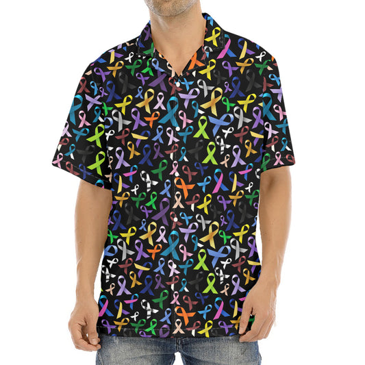 All Cancer Awareness Pattern Print Aloha Shirt