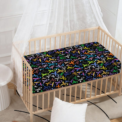 All Cancer Awareness Pattern Print Baby Crib Sheet