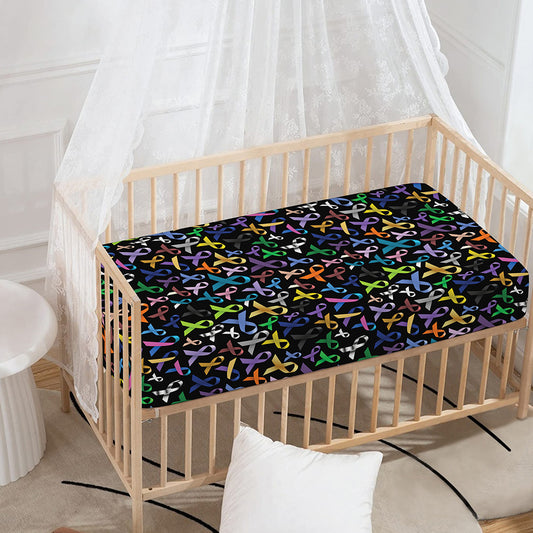All Cancer Awareness Pattern Print Baby Crib Sheet