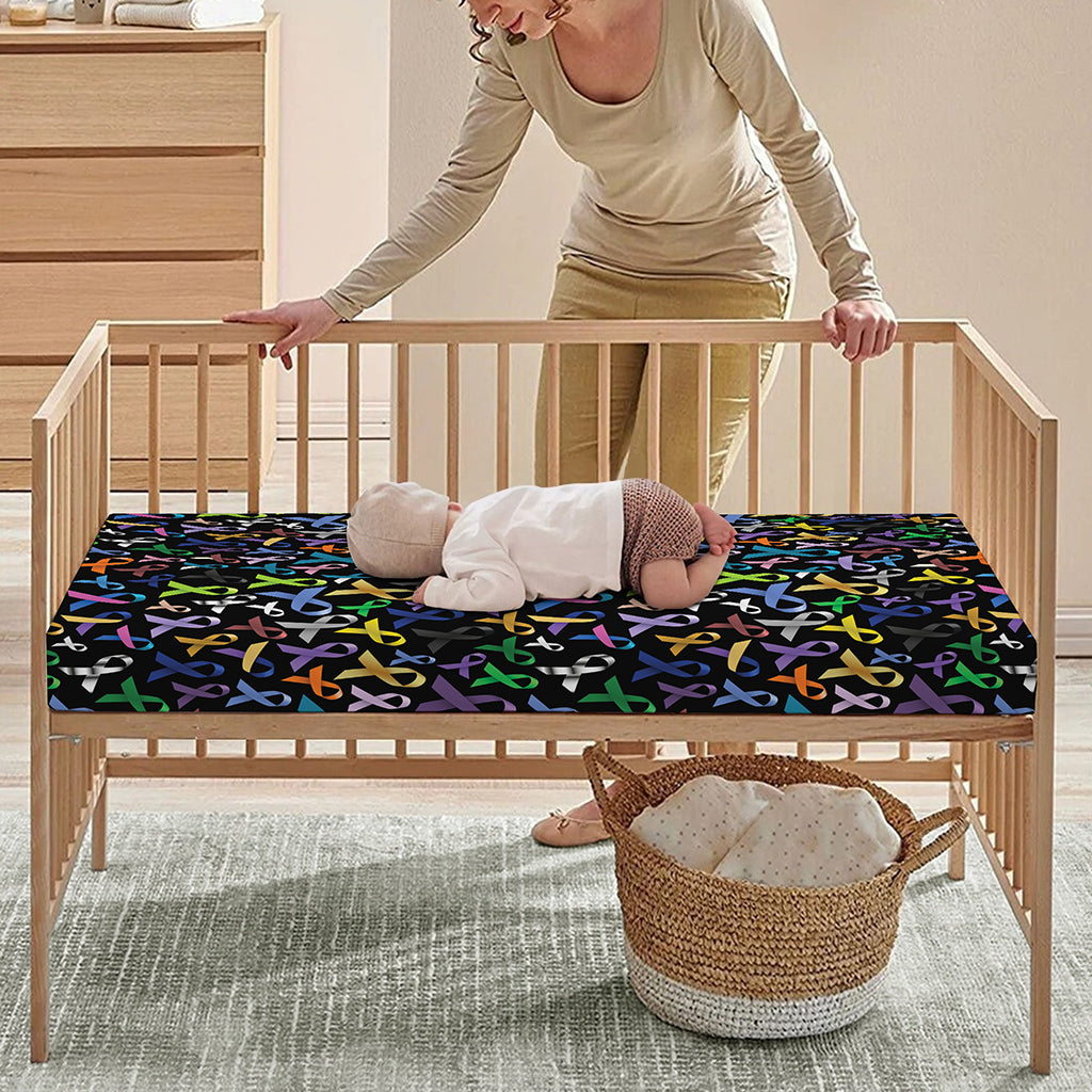 All Cancer Awareness Pattern Print Baby Crib Sheet