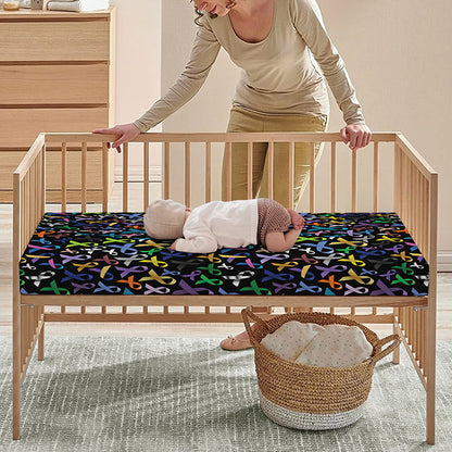 All Cancer Awareness Pattern Print Baby Crib Sheet