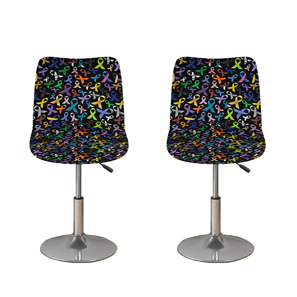 All Cancer Awareness Pattern Print Bar Stool Covers