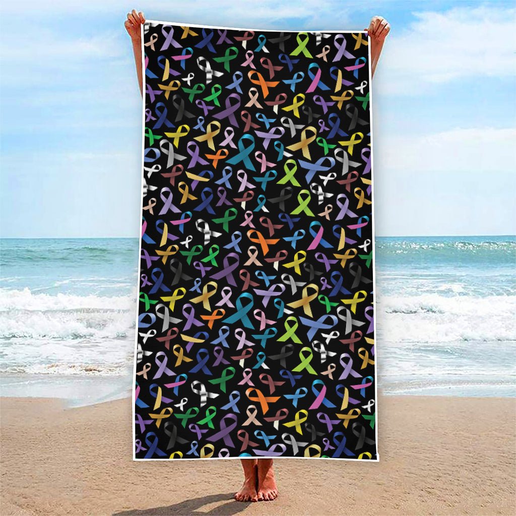 All Cancer Awareness Pattern Print Beach Towel