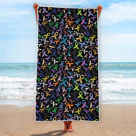 All Cancer Awareness Pattern Print Beach Towel