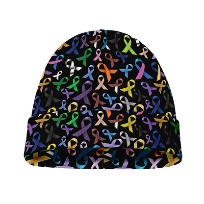 All Cancer Awareness Pattern Print Beanie