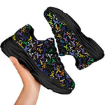 All Cancer Awareness Pattern Print Black Chunky Shoes