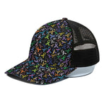 All Cancer Awareness Pattern Print Black Mesh Trucker Cap
