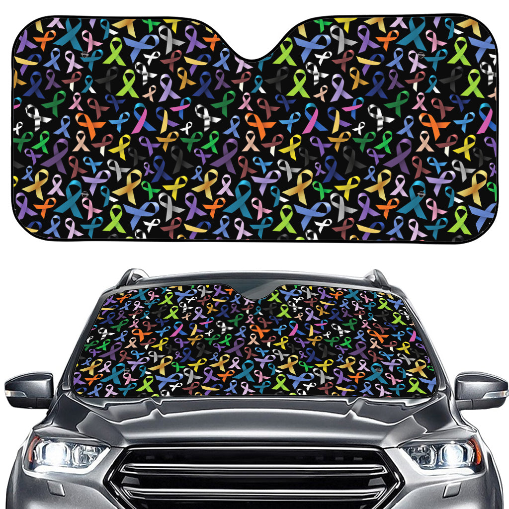 All Cancer Awareness Pattern Print Car Windshield Sun Shade