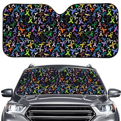All Cancer Awareness Pattern Print Car Windshield Sun Shade