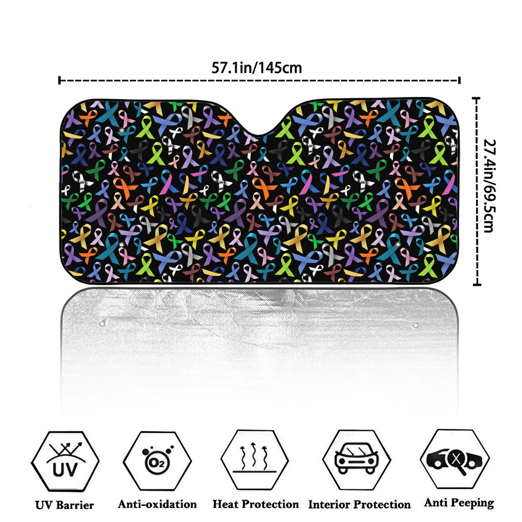 All Cancer Awareness Pattern Print Car Windshield Sun Shade