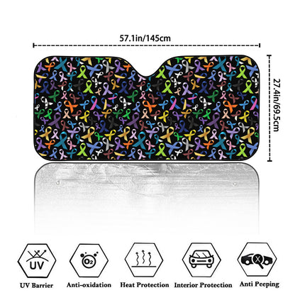 All Cancer Awareness Pattern Print Car Windshield Sun Shade