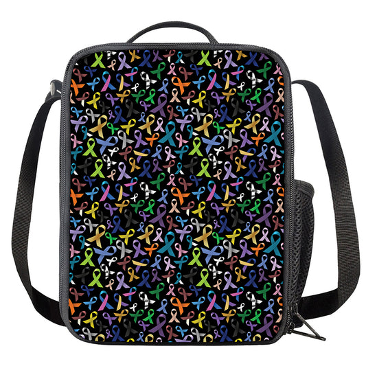All Cancer Awareness Pattern Print Crossbody Lunch Bag