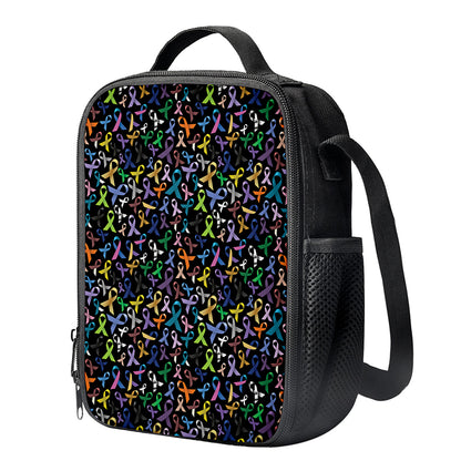 All Cancer Awareness Pattern Print Crossbody Lunch Bag