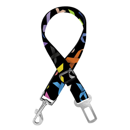 All Cancer Awareness Pattern Print Dog Seat Belt