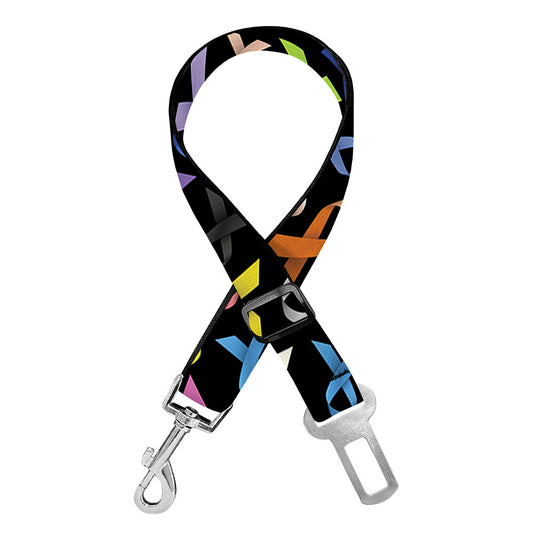 All Cancer Awareness Pattern Print Dog Seat Belt