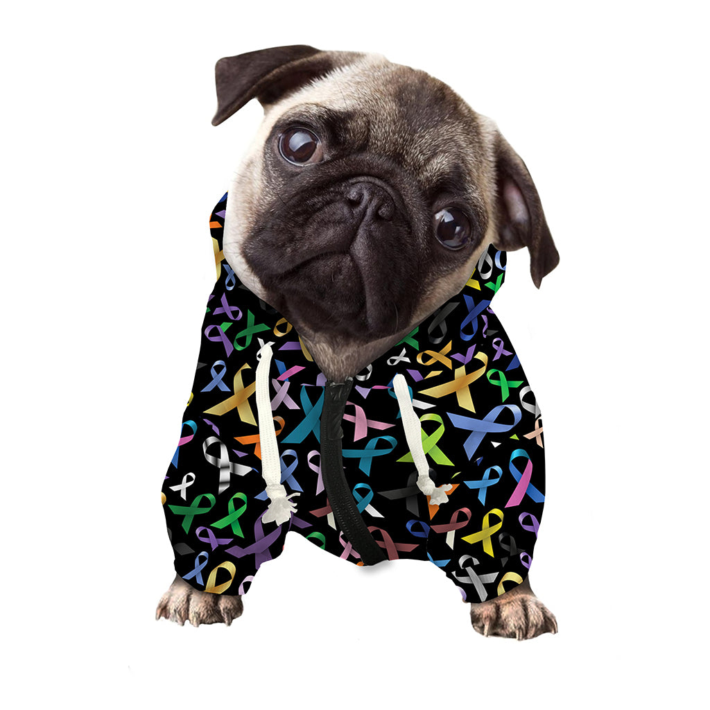 All Cancer Awareness Pattern Print Dog Zip Up Hoodie