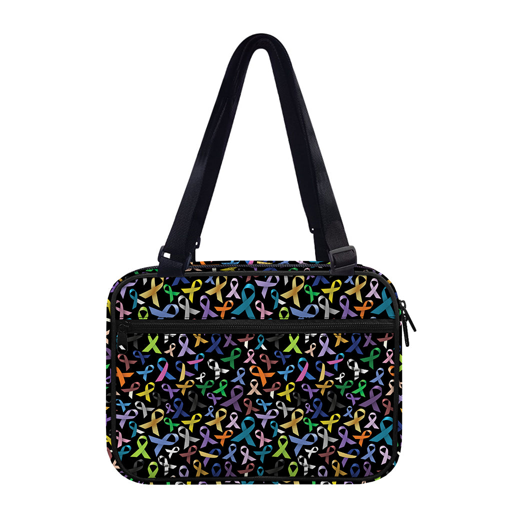 All Cancer Awareness Pattern Print Double Strap Bible Bag