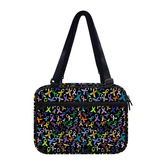 All Cancer Awareness Pattern Print Double Strap Bible Bag
