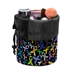 All Cancer Awareness Pattern Print Drawstring Makeup Bag